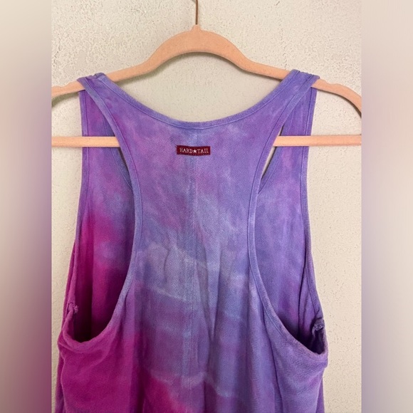 Hard Tail Forever Pink Purple Tie Dye Ombré Asymmetrical Maxi Tank Dress M - Picture 4 of 8